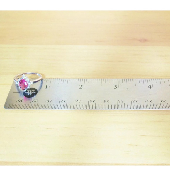 10k White Gold Pink Tourmaline Diamond Ring - Picture 8 of 8